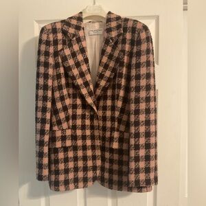 Italiansyle single breasted jacket, size 6, brown and peach checked